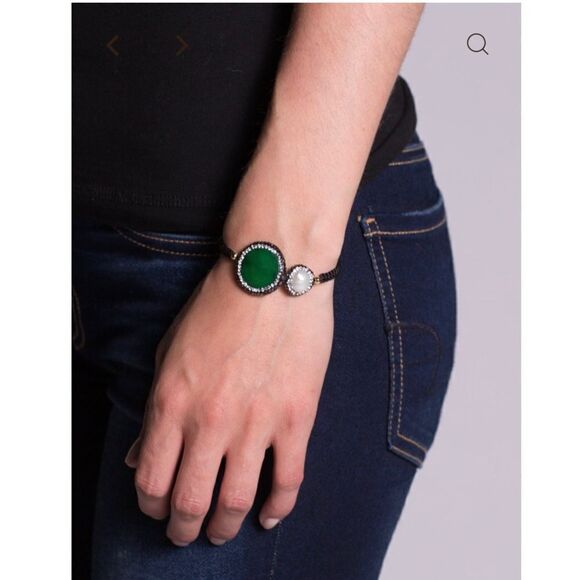 Kevia | Vie Boheme Bracelet | Pearl and Green Quartz | 7.5” to 8.5” Adju… - Picture 2 of 5